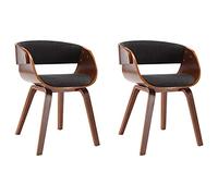 vidaXL 2X Sillas de Comedor Estructura de Madera y Tela Decoración Mobiliario Casa Cocina Salón Salita Sofás Sillones Muebles Estilo Diseño Gris