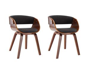 vidaXL 2X Sillas de Comedor Estructura de Madera y Tela Decoración Mobiliario Casa Cocina Salón Salita Sofás Sillones Muebles Estilo Diseño Gris