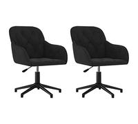 vidaXL Sillas de comedor giratorias 2 uds Terciopelo negro Respaldo
