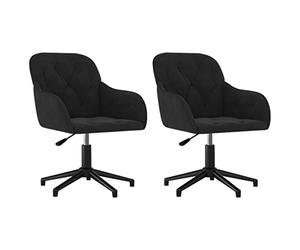 vidaXL 2X Sillas de Comedor Giratorias Asiento Cocina Hogar Casa Respaldo Mueble Mobiliario Decoración Salón Sala de Estar Terciopelo Negro
