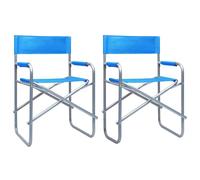 vidaXL 2X Sillas de Director Asientos Taburete de Camping Acampada Jardín Playa o Silla Extra en casa Exterior con Respaldo Acero Negro