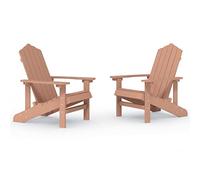 vidaXL 2X Sillas de Jardín Adirondack Asiento Butaca Sillón con Reposabrazos Patio Terraza Balcón Piscina Muebles Exterior HDPE Marrón
