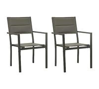 vidaXL 2X Sillas de Jardín Asiento Patio Terraza Balcón Comedor Muebles Mobiliario Exterior Duradero Práctico Acero y Textilene Gris y Antracita