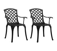 vidaXL 2X Sillas de Jardín Asiento Patio Terraza Balcón Playa Piscina Exterior con Reposabrazos Muebles Mobiliario Decoración Aluminio Fundido Negro