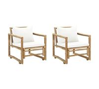 vidaXL 2X Sillas de Jardín Bambú 60x65x72 cm Sillón de Exterior Asiento Patio