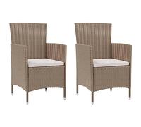vidaXL 2X Sillas de Jardín con Cojines Sillón Exterior Terraza Balcón Patio Asiento Butaca Muebles Mobiliario Duradera Ratán Sintético Beige