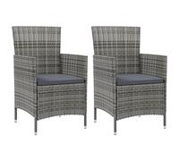 vidaXL 2X Sillas de Jardín con Cojines Sillón Exterior Terraza Balcón Patio Asiento Butaca Muebles Mobiliario Duradera Ratán Sintético Gris