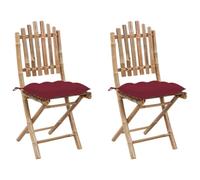 vidaXL 2X Sillas de Jardín Plegables con Cojines Reclinables Exterior Balcón Terraza Patio Asiento Butaca Sillón Muebles Mobiliario Bambú