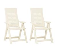 vidaXL 2X Sillas de Jardín Reclinables Plegables Sillón Exterior Balcón Terraza Patio Asiento Butaca Muebles Mobiliario Plástico Blanco
