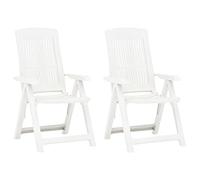 vidaXL 2X Sillas de Jardín Reclinables Tumbona Plegable Exterior Aire Libre Balcón Asiento Decoración Mueble Comedor Restaurante Plástico Blanco