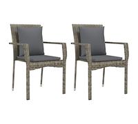 vidaXL 2X Sillas de Jardín Set Muebles para Comedor Terraza Patio Balcón Juego Asientos de Exterior con Cojines Ratán Sintético Gris