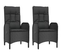 vidaXL 2X Sillas de Jardín Sillón Comedor Butaca Asiento Patio Terraza Balcón Cesped Playa Piscina Exterior Muebles Ratán Sintético Negro