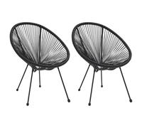 vidaXL 2x Sillas de Media Luna de Jardín Cuerda Sillón Relajante Salón Patio Exterior Muebles Ratán Negro