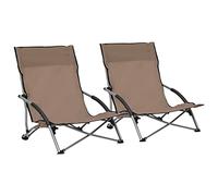 vidaXL 2X Sillas de Playa Plegables Asiento Camping Piscina Jardín Patio Parque Verano Cazar Acampar Pescar Viajar Duradera Robusta Tela Gris Taupé