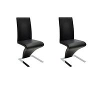vidaXL 2X Sillas de Salon Comedor Modernas de Cuero Artifical Negro y Metal