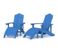 vidaXL 2X Sillas Jardín Adirondack con Reposapiés Asiento Butaca Sillón con Reposabrazos Patio Terraza Balcón Piscina Muebles Exterior HDPE Aguamarina