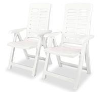 vidaXL 2X Sillas Jardín Reclinables Plástico Blancas Jardín Terraza Decoración