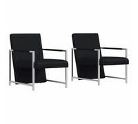 vidaXL 2X Sillones Modernos con Patas Cromadas Tapizado Negro Asientos Salón