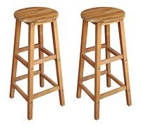 vidaXL 2X Taburete de Bar Redondo Silla Alta Barra Cocina Madera Acacia Maciza