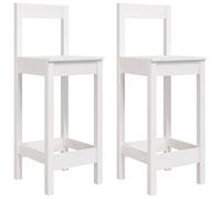 vidaXL 2X Taburetes Altos Asiento Silla Comedor Cocina Sala de Estar Salón Bar Bistró Mueble Interior Decoración Madera Maciza Pino Blanco