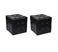vidaXL 2X Taburetes con Forma de Cubo de Cuero Sintético Negro Puf Cuadrados