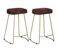 vidaXL 2X Taburetes de Bar Gavin Mobiliario Decoración Pub Sillas Altas Diseño Elegante Sencillo Resistentes 45x40x62cm Madera Maciza de Mango