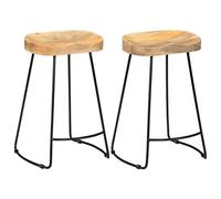 vidaXL 2X Taburetes de Bar Gavin Mobiliario Decoración Pub Sillas Altas Diseño Elegante Sencillo Resistentes 45x40x62cm Madera Maciza de Mango