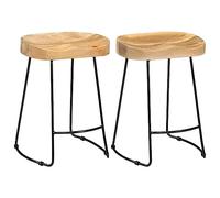 vidaXL 2X Taburetes de Bar Gavin Mobiliario Decoración Pub Sillas Altas Diseño Elegante Sencillo Resistentes 46x38x52cm Madera Maciza de Mango