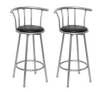 vidaXL 2x Taburetes de Cocina Asiento de Cuero Artificial Silla Alta de Barra