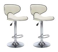 vidaXL 2X Taburetes de Cocina Bar Jardín Terraza Silla Mostrador Pub Comedor Simplista Reposapiés Asiento Estable Robusta Cuero Sintético Color Crema