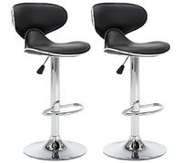 vidaXL 2X Taburetes de Cocina Bar Jardín Terraza Silla Mostrador Pub Comedor Simplista Reposapiés Asiento Estable Robusta Cuero Sintético Negro