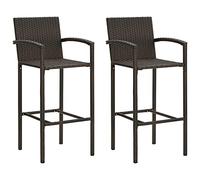 vidaXL 2X Taburetes de Cocina Bar Silla Mostrador Pub Bistró Comedor Simplista Reposapiés Asiento Estable Robusta Ratán Sintético Marrón