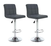 vidaXL 2X Taburetes de Cocina Casa Barra Pub Bistró Restaurante Mostrador Asiento con Reposapiés Silla Alta de Bar Moderno Cuero Sintético Gris