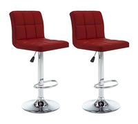 vidaXL 2X Taburetes de Cocina Casa Barra Pub Bistró Restaurante Mostrador Asiento con Reposapiés Silla Alta de Bar Moderno Cuero Sintético Vino Tinto
