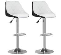 vidaXL 2X Taburetes de Cocina Casa Bistró Pub Restaurante Mostrador Asiento Reposapiés Silla Alta Bar Moderno Ajustable Cuero Sintético Blanco y Negro