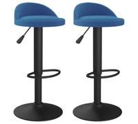 vidaXL 2X Taburetes de Cocina Casa Bistró Pub Restaurante Mostrador Asiento Reposapiés Silla Alta de Bar Moderno Ajustable Terciopelo Azul