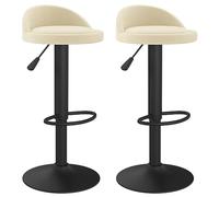 vidaXL 2X Taburetes de Cocina Casa Bistró Pub Restaurante Mostrador Asiento Reposapiés Silla Alta de Bar Moderno Ajustable Terciopelo Crema