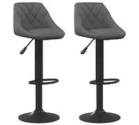 vidaXL 2X Taburetes de Cocina Casa Bistró Pub Restaurante Mostrador Asiento Reposapiés Silla Alta de Bar Moderno Ajustable Terciopelo Gris Oscuro