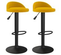 vidaXL 2X Taburetes de Cocina Casa Bistró Pub Restaurante Mostrador Asiento Reposapiés Silla Alta de Bar Moderno Ajustable Terciopelo Amarillo