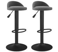 vidaXL 2X Taburetes de Cocina Casa Bistró Pub Restaurante Mostrador Asiento Reposapiés Silla Alta de Bar Moderno Ajustable Terciopelo Gris Oscuro