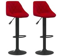 vidaXL 2X Taburetes de Cocina Casa Bistró Pub Restaurante Mostrador Asiento Reposapiés Silla Alta de Bar Moderno Ajustable Terciopelo Rojo Vino Tinto