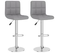 vidaXL 2X Taburetes de Cocina Casa Bistró Pub Restaurante Mostrador Asiento Reposapiés Silla Alta de Bar Moderno Ajustable Tela Gris Claro