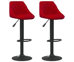 vidaXL 2X Taburetes de Cocina Casa Bistró Pub Restaurante Mostrador Asiento Reposapiés Silla Alta de Bar Moderno Ajustable Terciopelo Rojo Vino Tinto