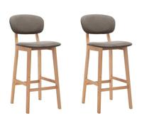vidaXL 2X Taburetes de Cocina Casa Pub Barra Bistró Restaurante Asiento con Reposapiés Respaldo Silla Alta de Bar Mostrador Tela Gris Taupe