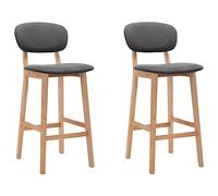 vidaXL 2X Taburetes de Cocina Casa Pub Barra Bistró Restaurante Asiento con Reposapiés Respaldo Silla Alta de Bar Mostrador Tela Gris Oscuro