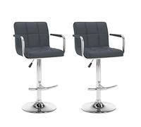 vidaXL 2X Taburetes de Cocina Casa Pub Barra Bistró Restaurante Mostrador Asiento con Reposapiés Silla Alta de Bar Moderno Cuero Sintético Gris