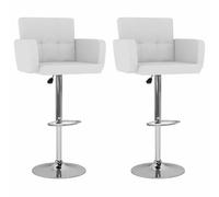 vidaXL 2X Taburetes de Cocina Casa Pub Barra Bistró Restaurante Mostrador Asiento con Reposapiés Silla Alta de Bar Moderno Cuero Sintético Blanco