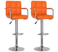 vidaXL 2x Taburetes de Cocina Casa Pub Bistró Restaurante Mostrador Asiento Reposapiés Silla Alta de Bar Moderno Ajustable Cuero Sintético Naranja