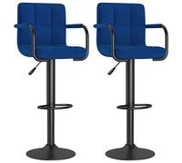 vidaXL 2X Taburetes de Cocina Casa Pub Bistró Restaurante Mostrador Asiento Reposapiés Silla Alta de Bar Moderno Ajustable Tela Azul