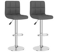 vidaXL 2X Taburetes de Cocina Casa Pub Bistró Restaurante Mostrador Asiento Reposapiés Silla Alta de Bar Moderno Ajustable Tela Gris Oscuro